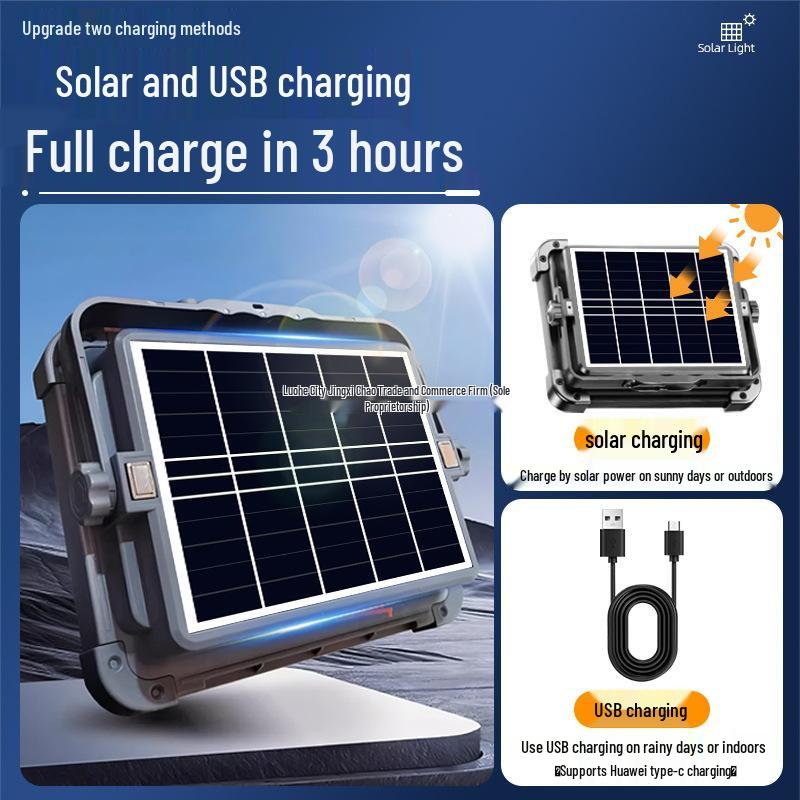 Solar LED Camping Lamp with Mobile Charging - Super Bright Outdoor Lighting for Night Market Stalls