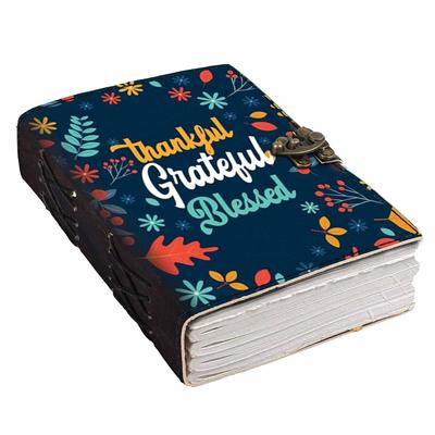 Leather Thankful Greatful Blessed Printed Blank Pages Journal Diary for Personal & Office Use Planner Blank Diary - 7 X 5 Inch