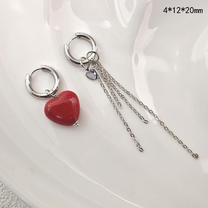 Heart Pendant Ear Buckle Able Irregular Tassel Earrings Sweet Cool Metal Chain Ear Cuff Accessories Gifts