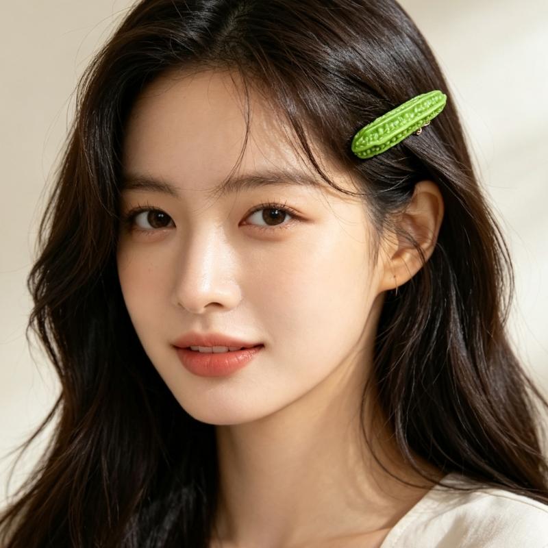 Vegetable Hair Barrette Set with Simulation Design and Metal Backs for Arranging Loose Hair Along the Front and Side Bang