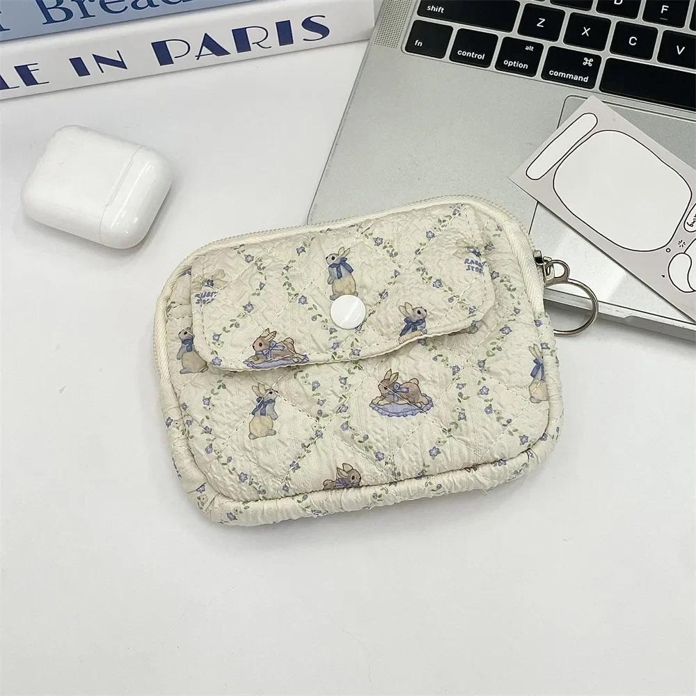 Modische Polyester Tragbare Damen Kosmetiktasche Geldbörse Floral Damen Kleine Aufbewahrungstasche Niedliche Cartoon Stepp Damen Kosmetiktaschen