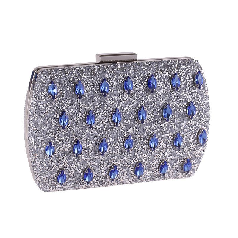 

New 2025 Diamond Evening Party Bags Banquet Dress Ladies Handbags Blue Luxury Purses For Women Silver Clutch синий