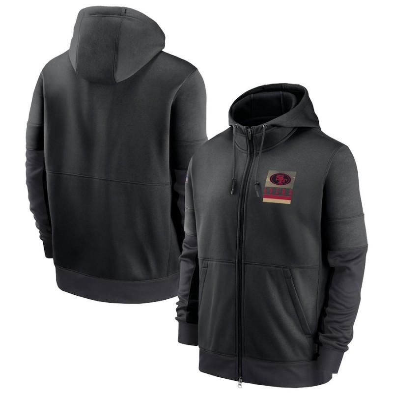 Mens Zip-Up Hooded Sweatshirt NFL Football Team Print Athletic Casual Wear