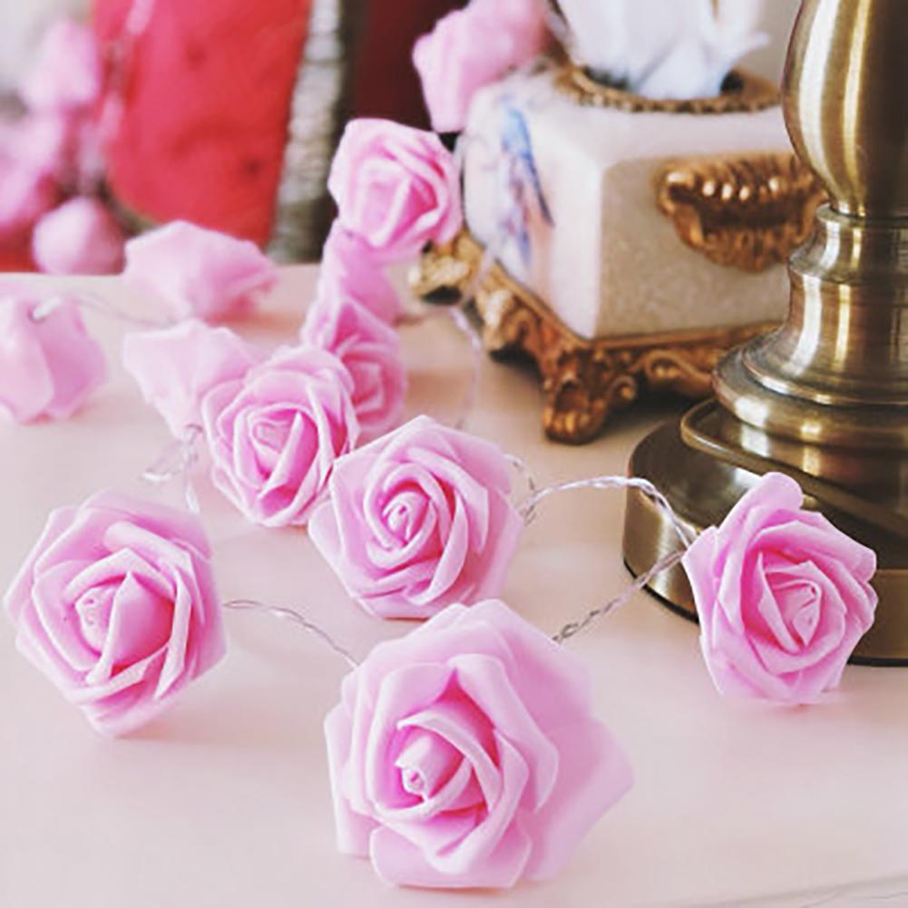 1.5/3m 20 Lights Rose Flower Shaped LED Light String Warm Lights Home Garden Party Decoration Lights Christmas Wedding Party Decoration