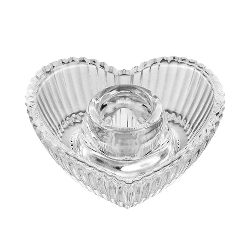 Подсвечник стеклянный в форме сердца в европейском стиле, ручной подсвечник для Дня святого Валентина, свадебной вечеринки, украшения стола