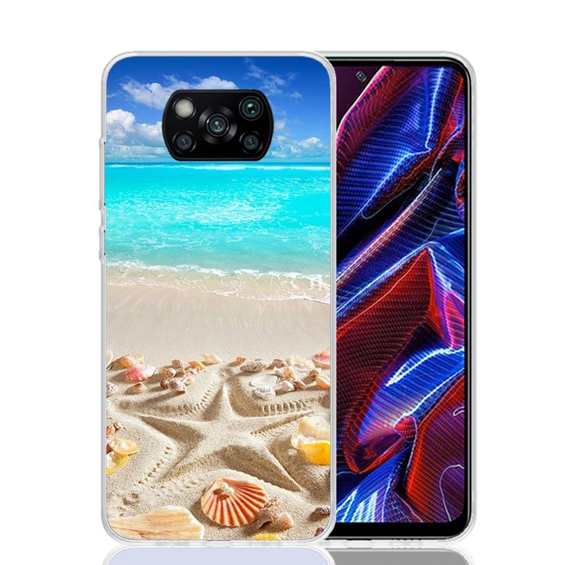 Blue Wood Seashells Sea Star Phone Case For Xiaomi Poco F7 Ultra X7 X6 Pro X5 Redmi 15 15C 13 13C 12 12C 10 10A 10C 9 9A 9C 9T S