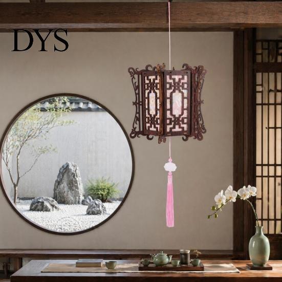 Chinese Lantern Making Kit DIY Vintage Palace for Kids, Style Wooden Frame Traditional Brocade Crafts, Material Set Mid-Autumn Festival Celebration