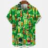 Hawaiian Beach Harajuku Shirts For Men 3D Print Beer Short Sleeve Tees Summer Vacation Style Single-Breasted Tops Lapel