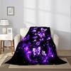 Purple Fluorescent Butterfly Dreamy Starry Sky Pattern Flannel Ultra-Soft Blanket, Soft and Anti-Pilling, Bedroom and Living Roo