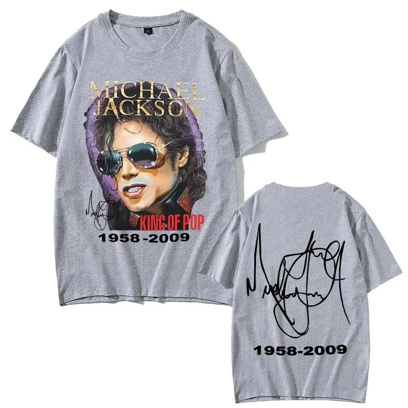 Classic Vintage Michael Jackson King of Pop Graphic Print T-shirt Men Women Fashion Retro Rock T-shirts Hip Hop O-collar Tees