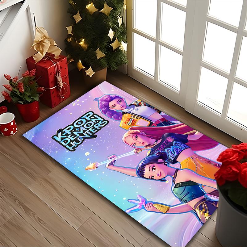 1pc Digital Printed Chair Rug for Home Office Use, Kpop Demon Hunters Carpet Appropriate for All Seasons, Soft Area Carpet