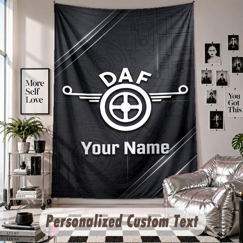 Wall Hanging Tapestry With Custom Name & Text, DAF Decorative Tapestry For Bedroom