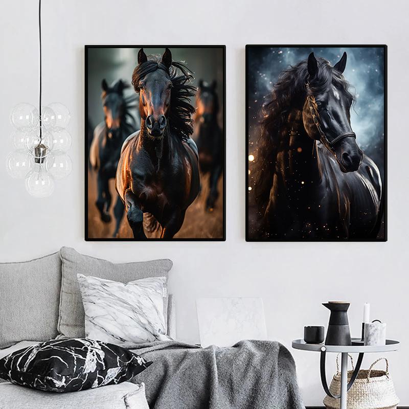 Handsome Horse Wild Animal Poster Horses Portrait Photography Canvas Painting Modern Wall Art for Living Room Home Decor Mural