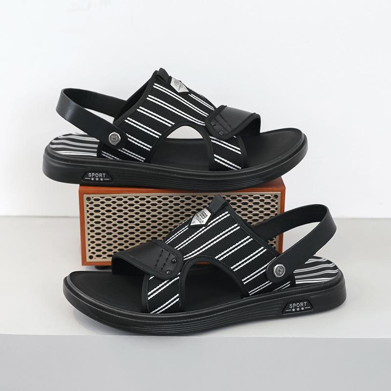

Sandals men s summer wear-resistant sports high-end Roman Internet celebrities wear beach slippers to work 611-K 44 чёрный
