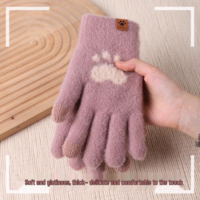 Bear Paw Women's Touchscreen Cycling Gloves - Cute, Warm, Autumn/Winter