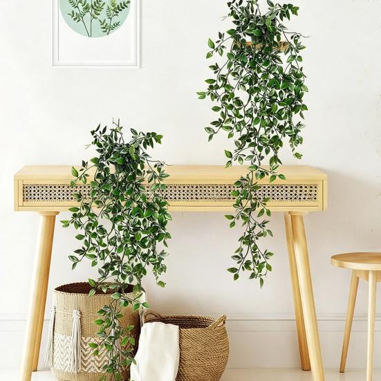 Realistic Artificial Plants for Bedroom Hanging Indoor Home Decor, Plastic Potted Office Living Room Kitchen Bathroom Wall Decoration, No Maintenance