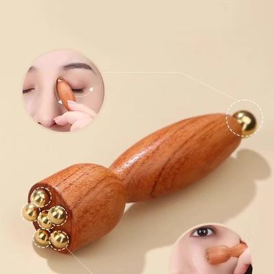 Professional Lotus Seedpod Beauty Brass & Rosewood Facial Gua Sha Tool Eye Relaxation Spot Meridians Acupoint Massage Handheld