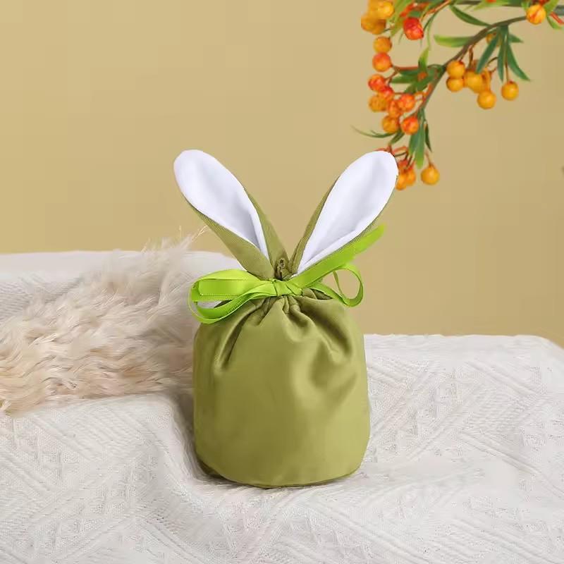 Rabbit Ears Gift Bag Easter Decoration Velvet Bag Chocolate Candy Drawstring Bag Home Baby Shower Birtyday Wedding Party Decor