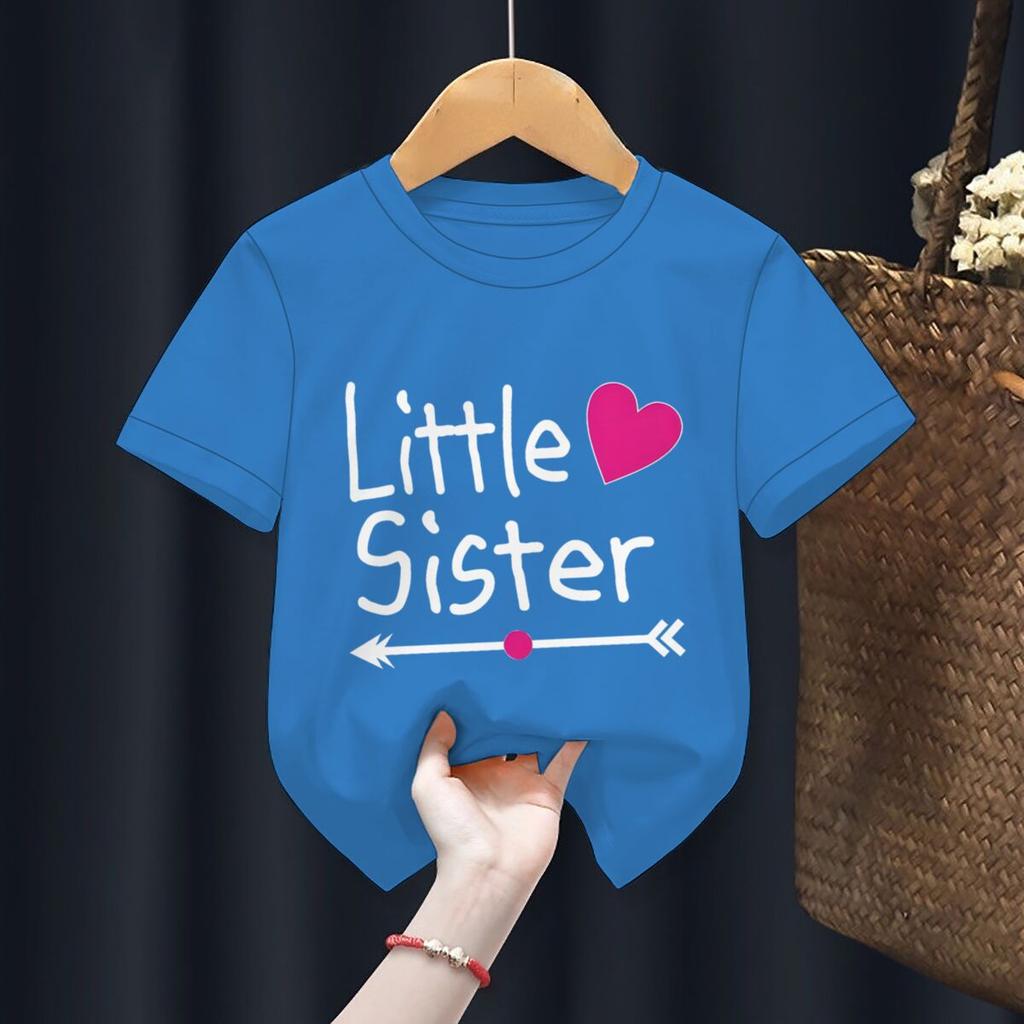SiblingThemed Girl Clothing Big Sister Little Sister Print Summer Kids T Shirt Graphic Shirt Girls Tops Sibling Cartoon Tshirt