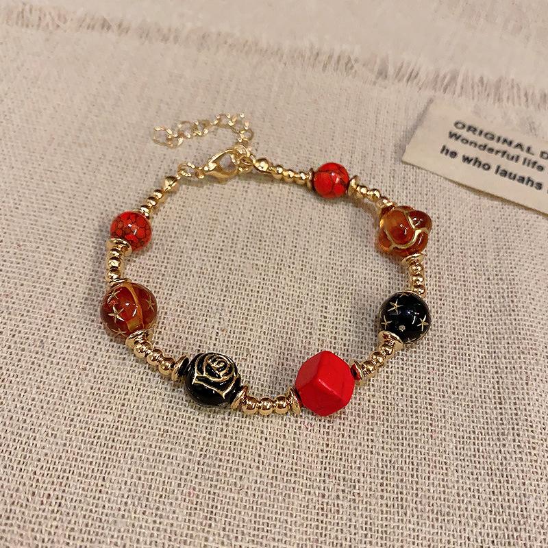 Retro ethnic style flower butterfly beaded bracelet female design bracelet personalized hand