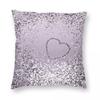 Lavender Lady Glam Heart Square Pillowcase Polyester Linen Velvet Printed Zip Decorative Room Cushion Case
