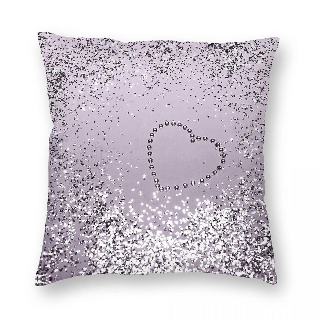 Lavender Lady Glam Heart Square Pillowcase Polyester Linen Velvet Printed Zip Decorative Room Cushion Case