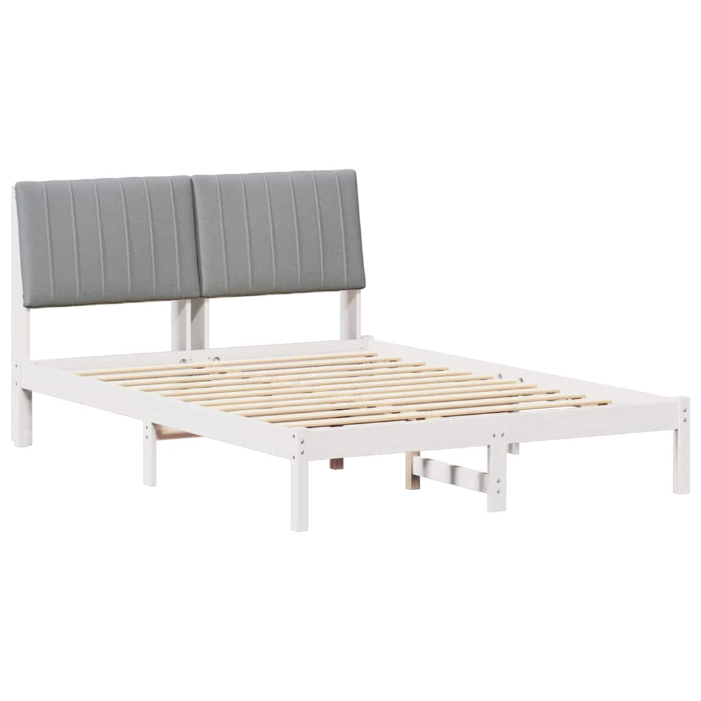 Bed Frame with Headboard White 135 x 190 cm Solid Pine Wood