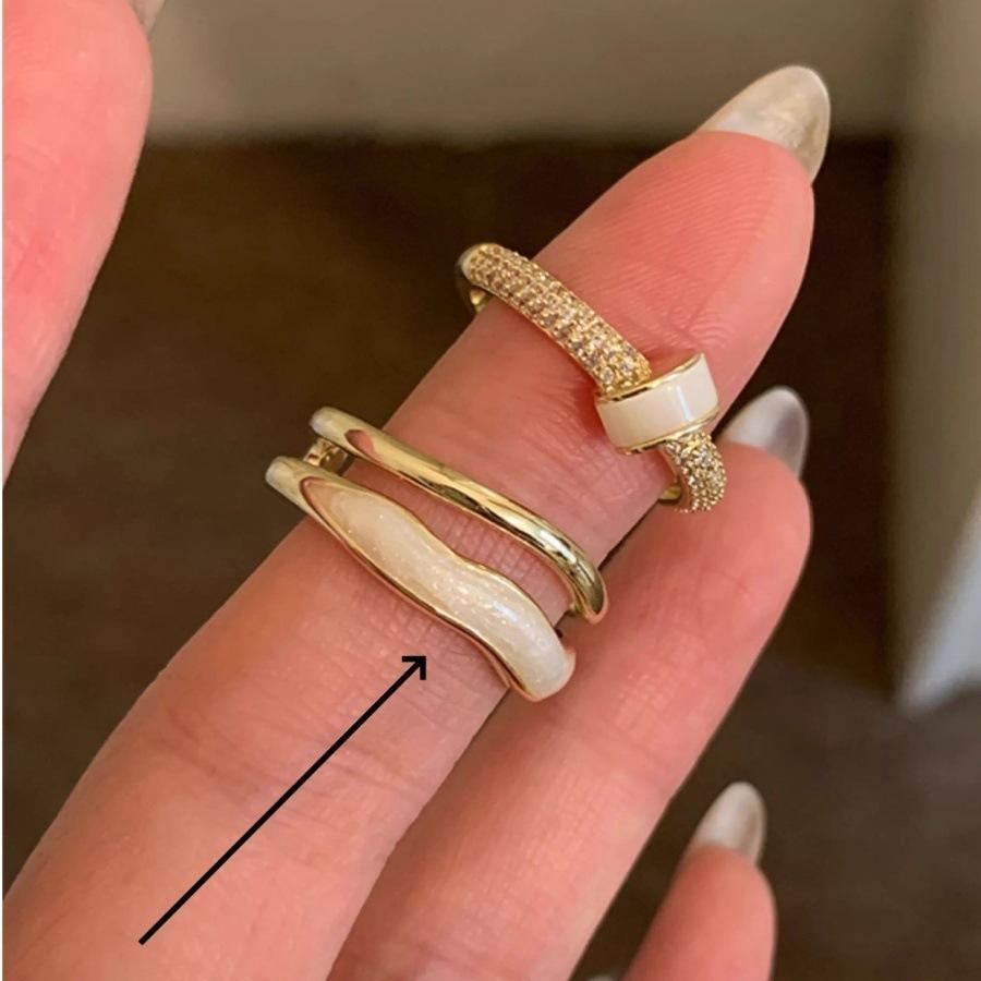 

Temperament drop glaze fritillary ring light luxury index finger ring niche design versatile opening adjustable ring