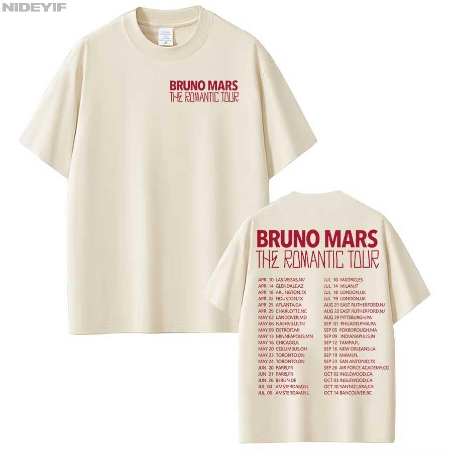 T-shirt Bruno Mars The RoUnisextic Tour per Unisex Donna Hiphop Streetwear Top Oversize 100% Cotone T-Shirt BM4