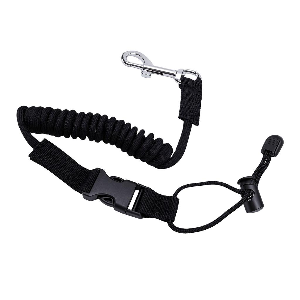 Kayak Paddle Leash Stretchable Shock Cord Fishing Pole Safety Tether with Ti Alloy Hook Black