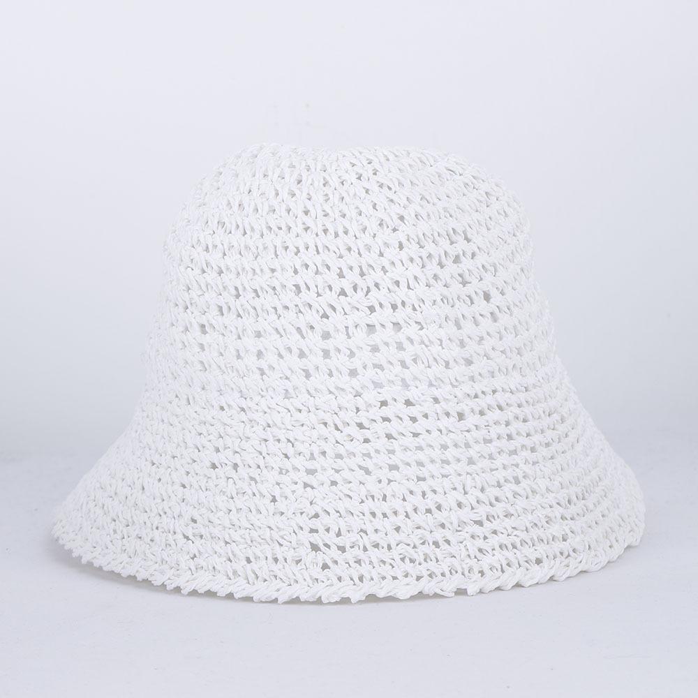 Womens Straw Sun Hat Woven Bucket Hat Fishing Hat Beach Hat Foldable Cap Solid Color Straw Beach Hat Summer