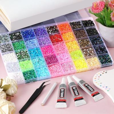 24000/30000/32000Pcs Nail Art Rhinestone Set 24/28/40 Grids Assorted Color 0.3CM DIY Nail Design Crafting Clothing Phone Decoration Rhinestone