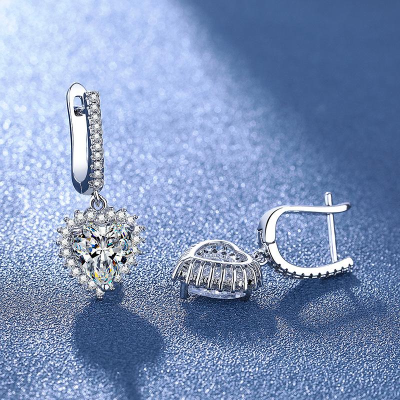 Fashion Female Earrings 925 Sterling Silver Elliptical Geometric Mosaic Zircon Earrings for Women Wedding Party Jewelry Gift