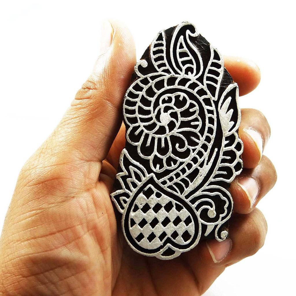 IBA Indianbeautifulart Hand Crafted Painting Block Ethnic Printing On Apparel Sari Border Wooden