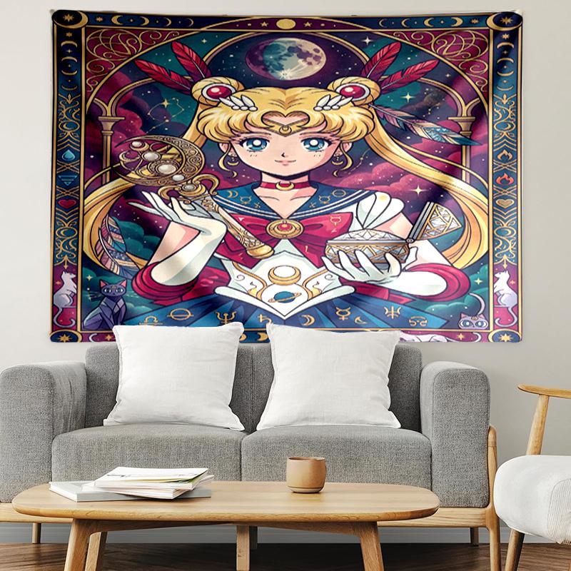 Sailor Moon Print Tapestry, Lightweight Wall Hanging, for Bedroom, Dorm, Living Room, Home Art Decor, Birthday Christmas Gift for Friends