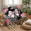 Leopard and Rose Elegance Theme Blanket Lightweight Warm Flannel Blanket Decorative Throw Blanket for Home Decoration