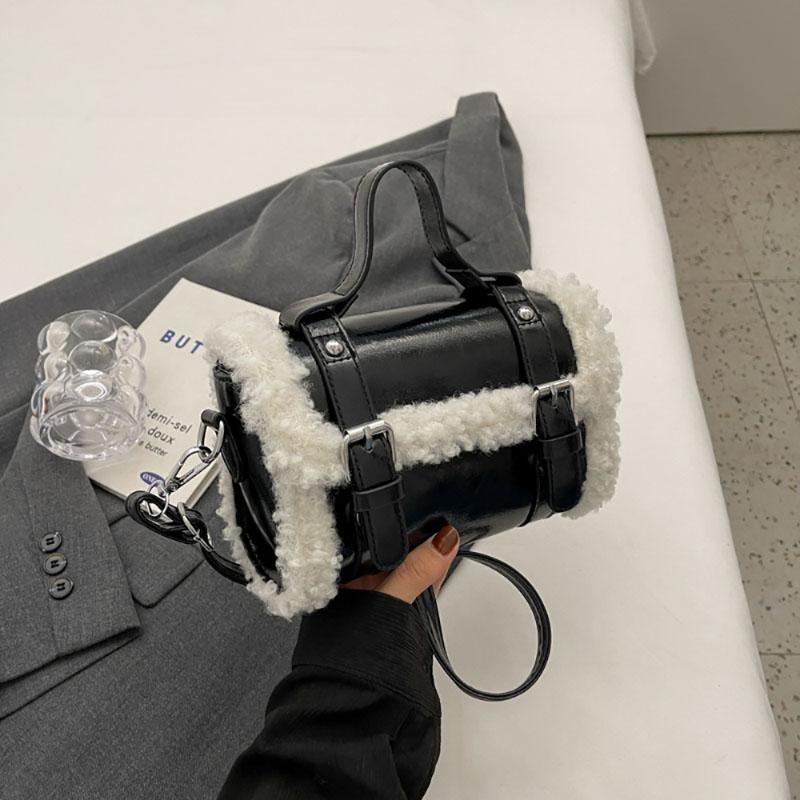 

Сумка через плечо из овечьей шерсти, высококачественная глянцевая мини-сумка, дизайнерская сумка из лакированной кожи, женская модная квадратная сумка для поездок на работу Mini(Max Length<20cm)