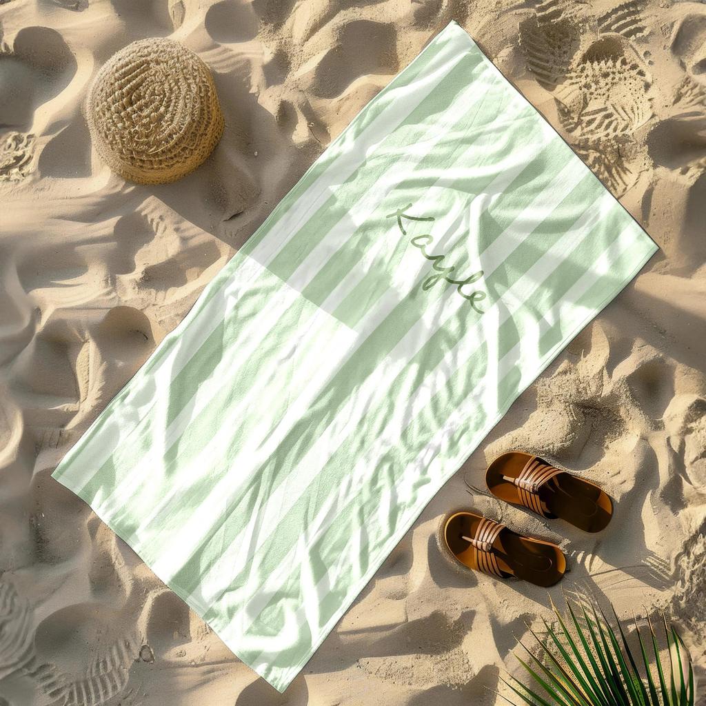 Personalized Striped Beach Towel Custom Name/Logo Oversized Microfiber Towel Summer Party Gift for Beach Swimming Bath Sports