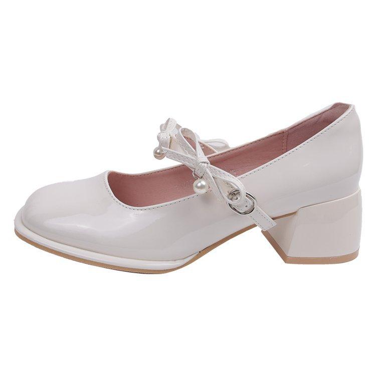 

Medium heel Mary Jane shoes 2024 spring new French princess silver thick heel waterproof table single shoes women s small silver shoes 40
