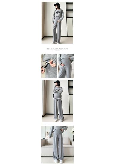 Autumn/Winter Maternity Wide-Leg Cashmere Pants: High Waist, Slimming, Straight Leg