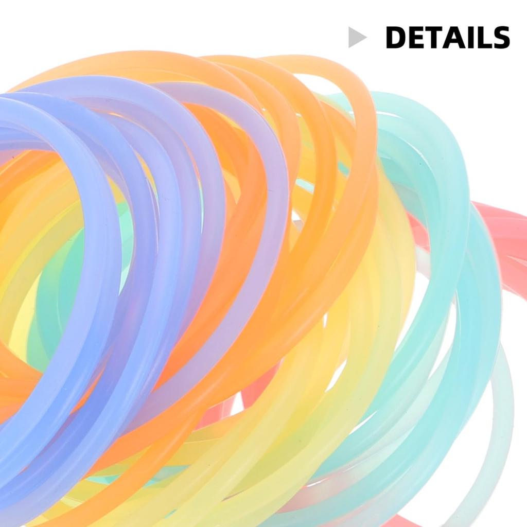 Healifty Silicone Jelly Bracelets, Elastic Hair Ties, Durable, Solid Color, Waterproof, Soft, for Parties and Sports, Pack of 50