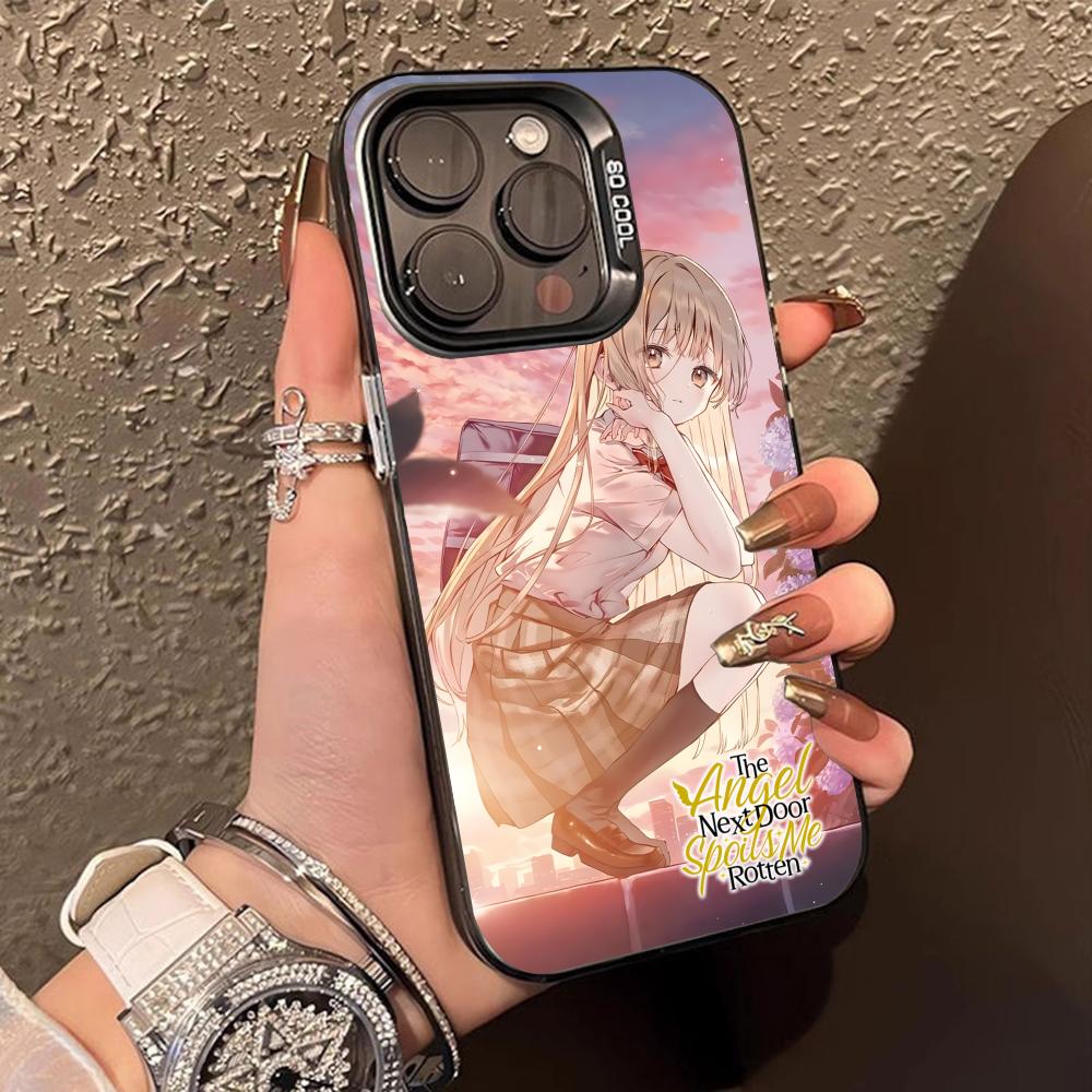 Angel Mahiru Shina Anime Phone Case for iPhone 16 15 14 13 12 11 X XR XS 8 7 Pro Max Plus Colored Translucent Smartphone Luxury