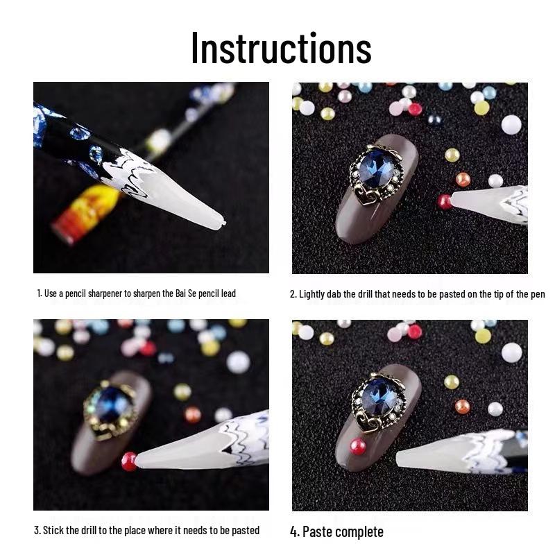 Nail Art Rhinestone Wax Pencil - Durable Pen for Small Jewels & Sequins