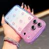 Glitter Cherry Gradient Colorful Flash Lens Film Protect Case for 17 Air 16 15 14 Plus 13 Pro Max  Wavy Curly Edge Diamond Cover