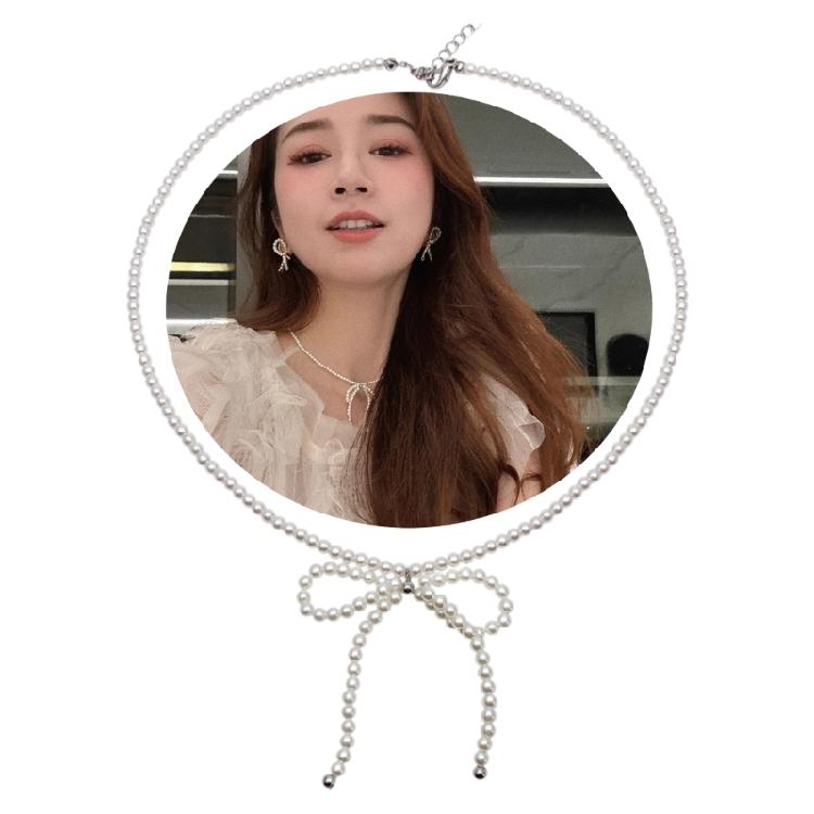 Elegant Pearls Bowknot Necklace Fashion Collar Necklace Clavicle Chain Choker