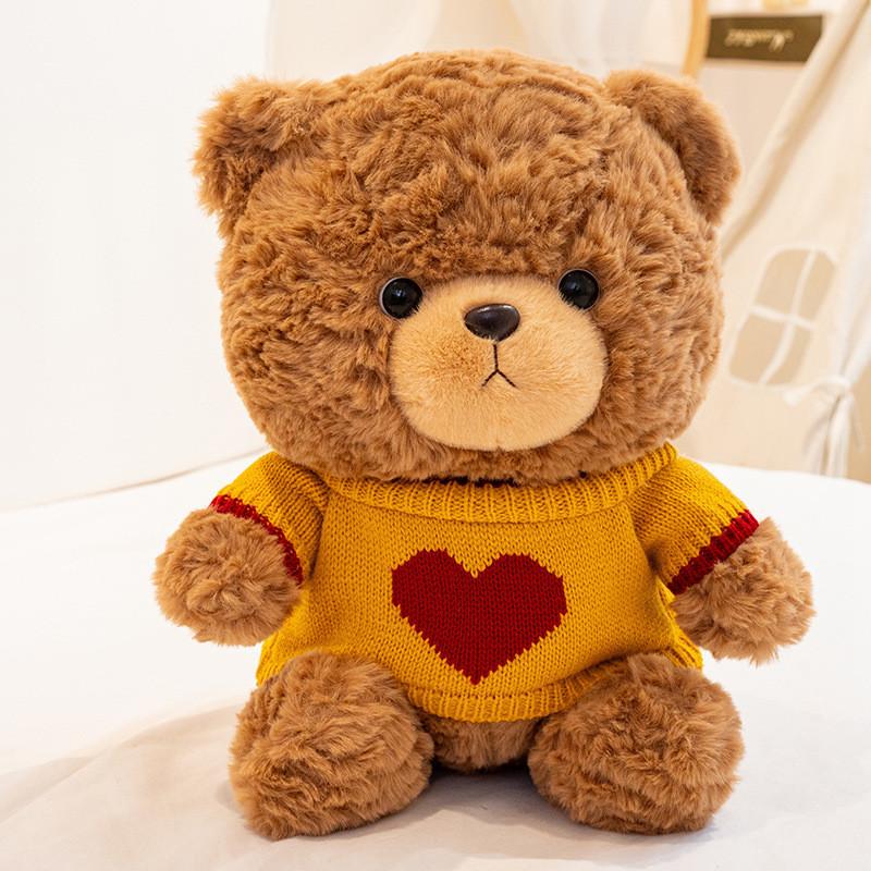 Cute Sweater Teddy Bear Plush Stuffed Animal With Pp Cotton For Kids Decor Gift