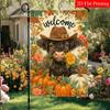 2D Flat - 2D Flat-Autumn Thanksgiving Cute Buffalo Garden Flag 1-28X40 Inch Outdoor Garden Flag Double-Sided Home Decoration Courtyard Decoration Outd