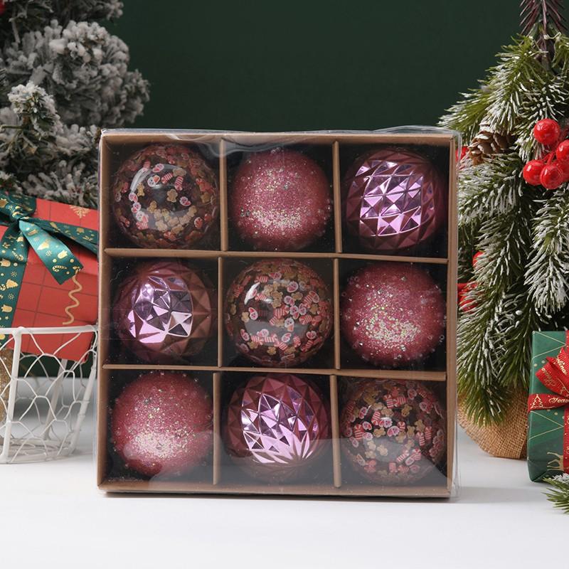 9Pcs/box Golden Christmas Ball Decor Christmas Tree Ornaments Christmas Ball Suit Shatterproof Flash Hanging Balls Decor New
