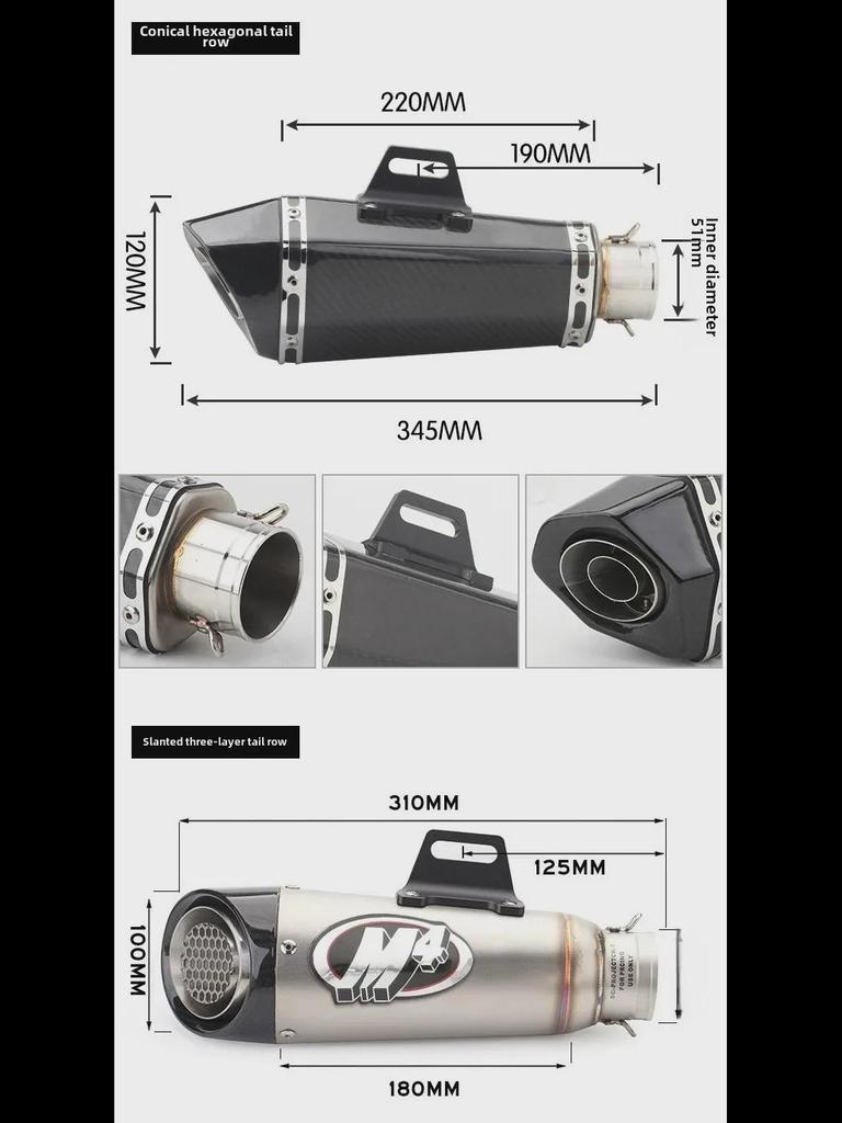 Stainless Steel Modified Exhaust for 300AC/300R/300RR/500 Motorcycles