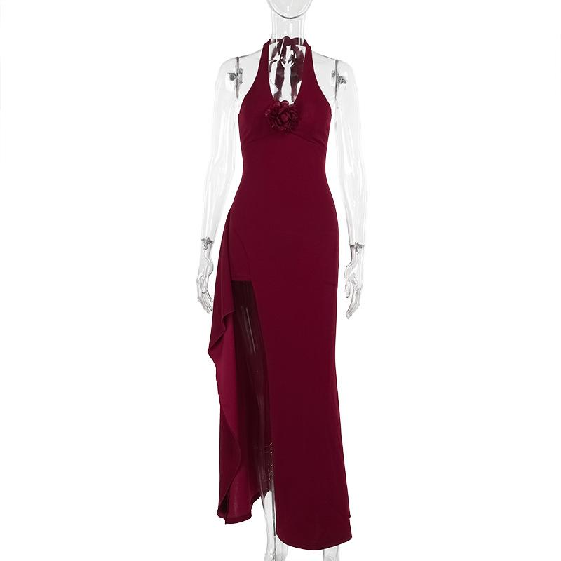 

Ilya Dress High Split Suspender Collar Dress, Autumn Royal Sister Sexy Temperament Group L червоний